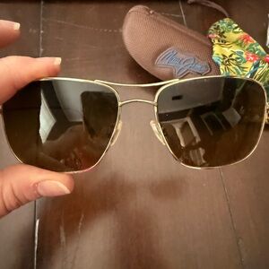 Maui Jim Gold and Brown Sunglasses with Case